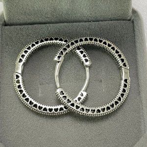 Pandora Sparkle and Hearts Hoop Earrings